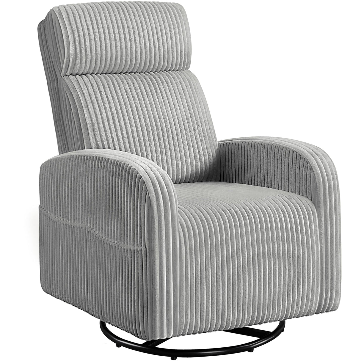 Yaheetech 360° Swivel Glider Chair for Nursery, Rocking Chair Nursing Chair with Side Pockets, Corduroy Glider for Living Room with High Back Light Gray Yaheetech