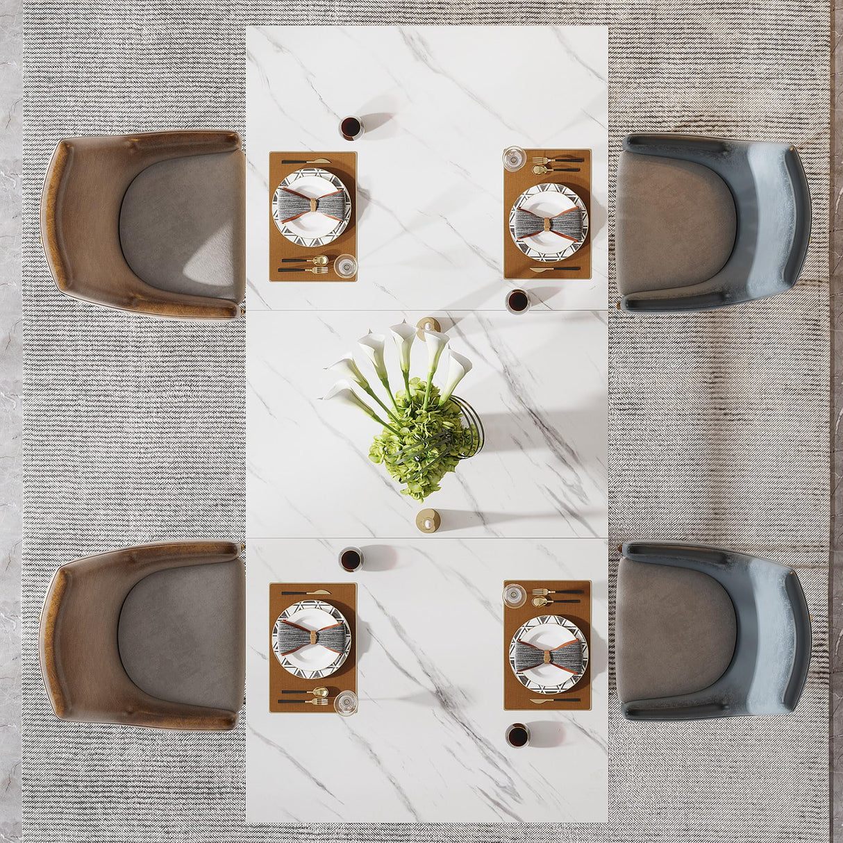 Tribesigns 63-Inch Rectangular Dining Table for 4 to 6, Modern Kitchen Table with Faux Marble Table Top and Stylish Metal Legs, White and Gold Dinner Tables for Dining Room, Kitchen Tribesigns