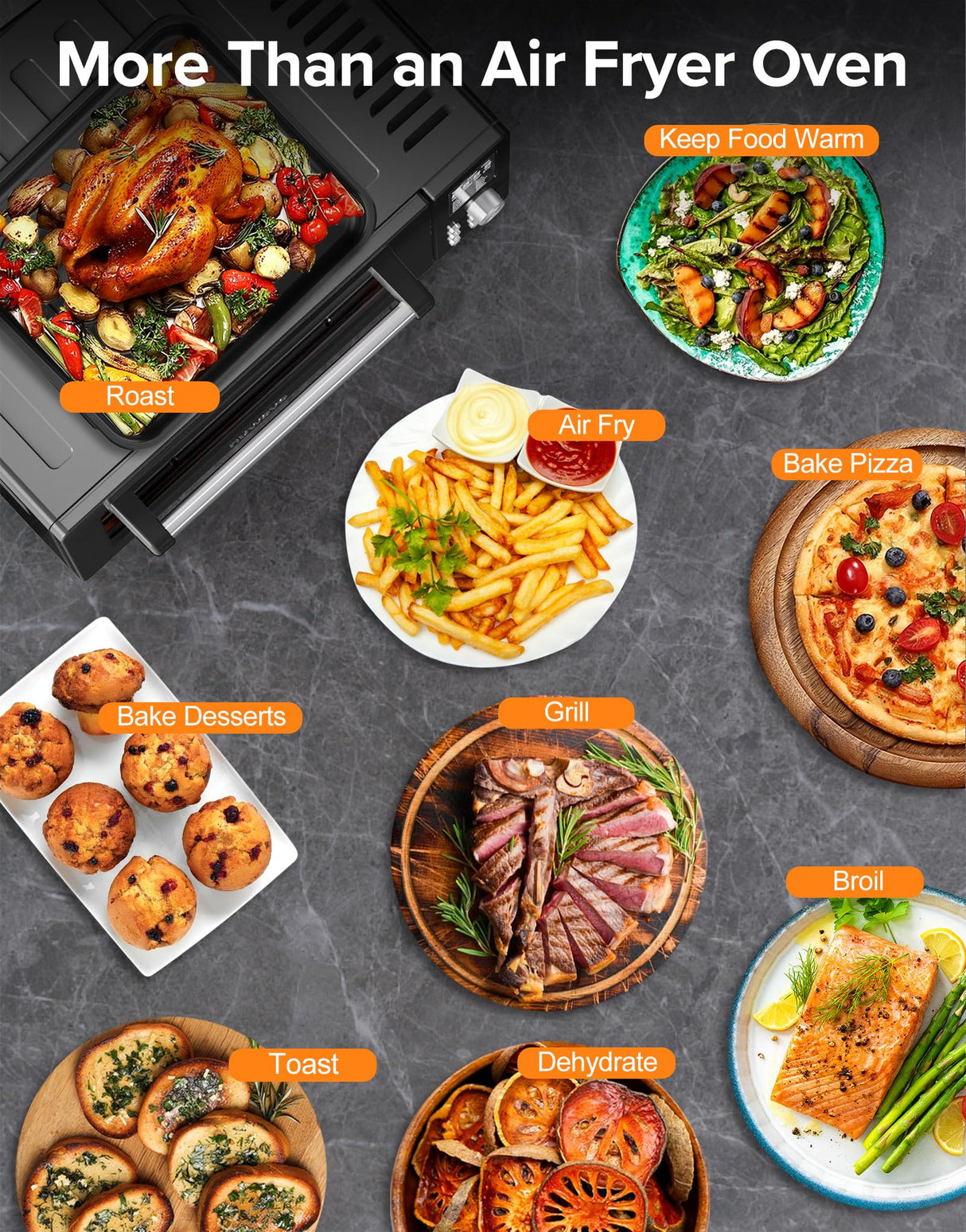 Nuwave Bravo Pro Smart Air Fryer Toaster Oven Combo, Airfryer Convection Oven Countertop, 12-in-1 Functions with Quicker & Even Crisp Technology, 1800W, 50-450°F, PFAS-Free, 21QT, Black Nuwave