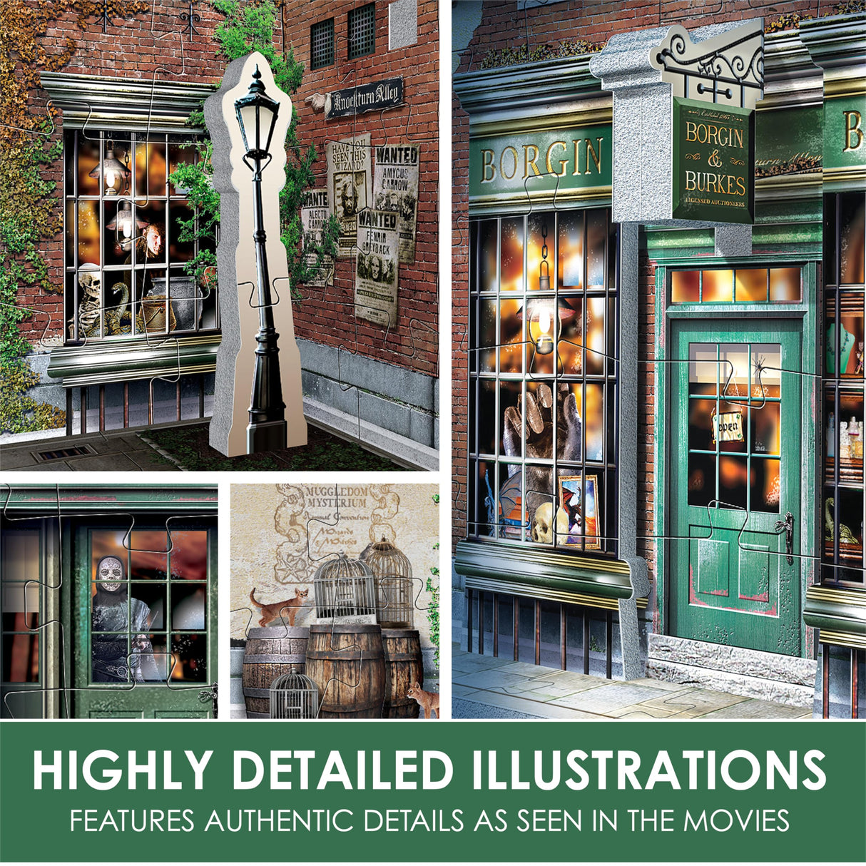 Wrebbit3D Harry Potter 3D Puzzle Model of Borgin and Burkes | Diagon Alley Collection |270 Jigsaw Puzzle Pieces | Build and Journey Through The Wizarding World Wrebbit