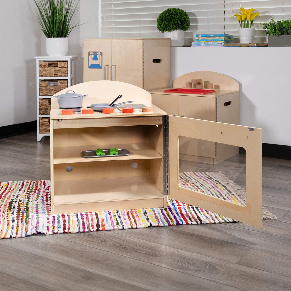 EMMA + OLIVER Children's Wooden Kitchen Stove with Turnable Knobs for Commercial or Home Use EMMA + OLIVER