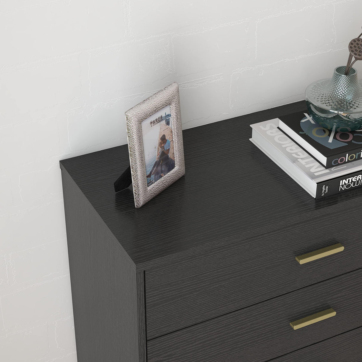 Panana Dresser for Bedroom with 4/5 Drawers, Wooden Chest of Drawers, Storage Organizer Unit Dressers for Bedroom, Living Room, Hallway, Nursery (Black, 5 Drawer) Panana