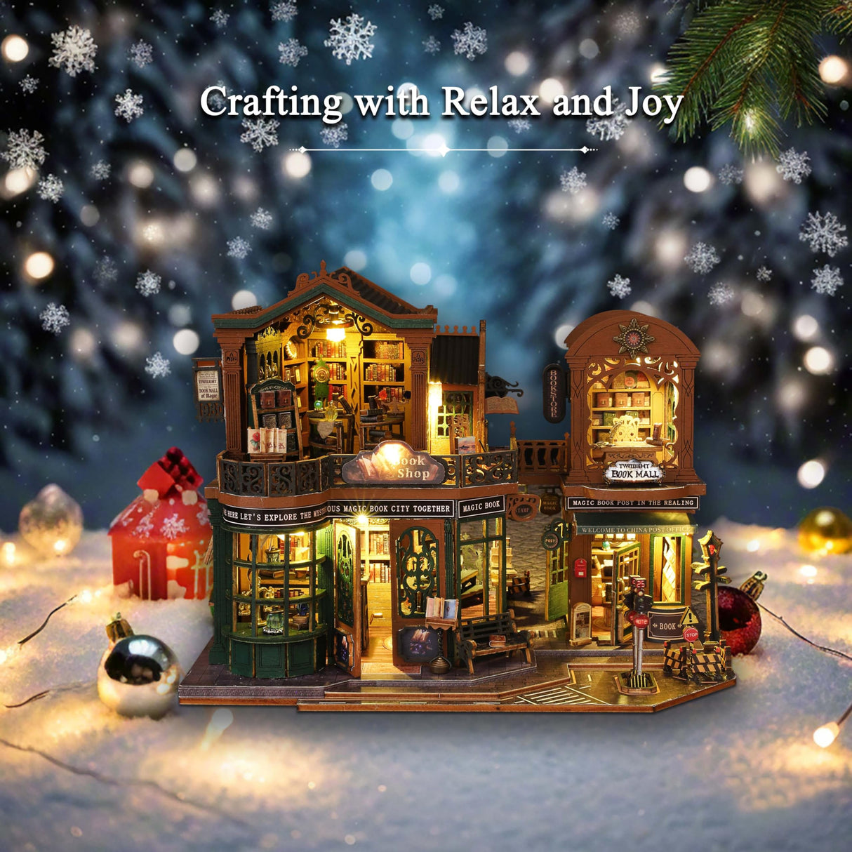 RHZN Miniature House Kit, Dollhouse Kit, Miniature Kit, DIY Mini House Building Kit for Adult, Book Shop RHZN