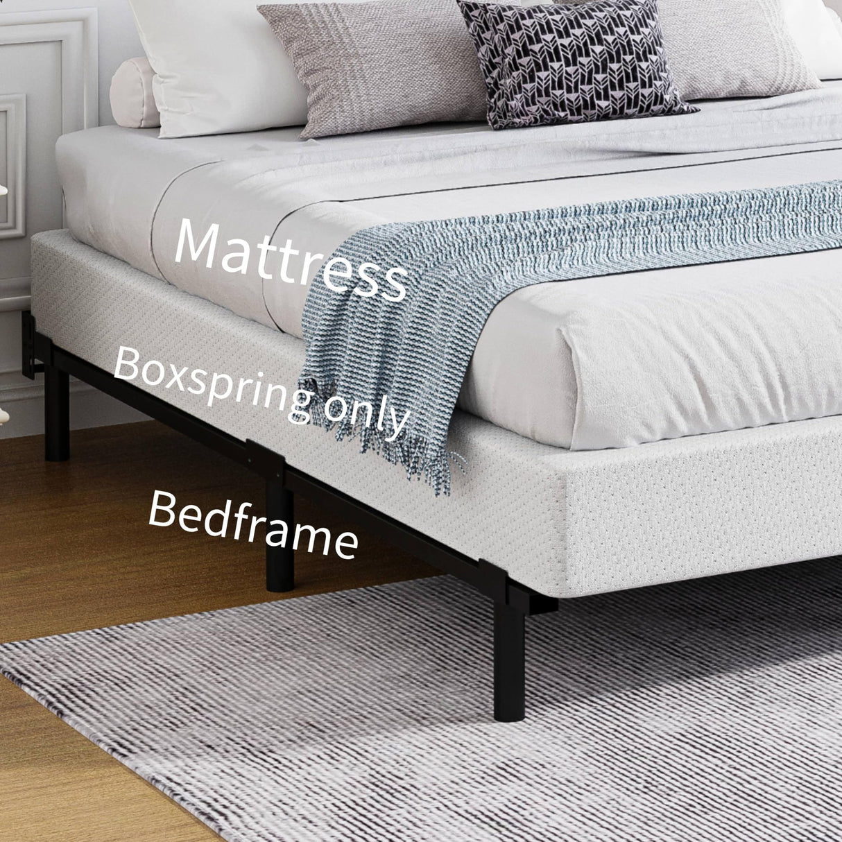 HUEIIS King Box Spring 9 Inch High Profile Strong Metal Frame Mattress Foundation, Quiet Noise-Free,Easy Assembly, 3000lbs Max Weight Capacity HUEIIS