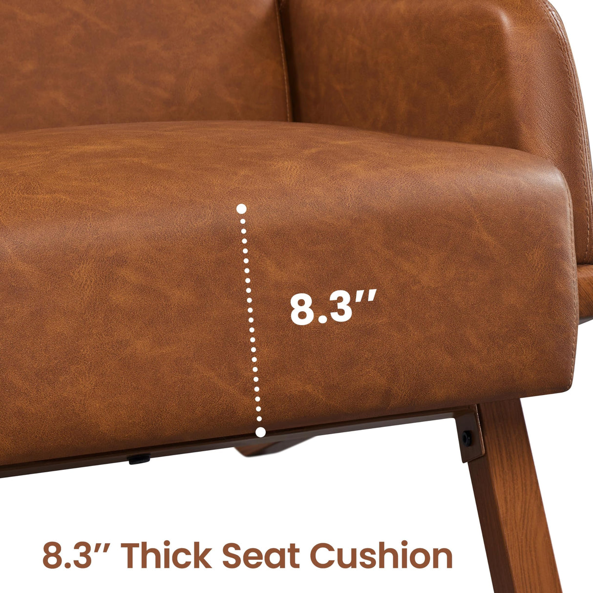 Yaheetech Brown Accent Chair, PU Leather Armchair High Wide Backrest, Oversized Recliner Chair Thick Seat Cushion for Office Reception Room Reading Nook, Brown Yaheetech
