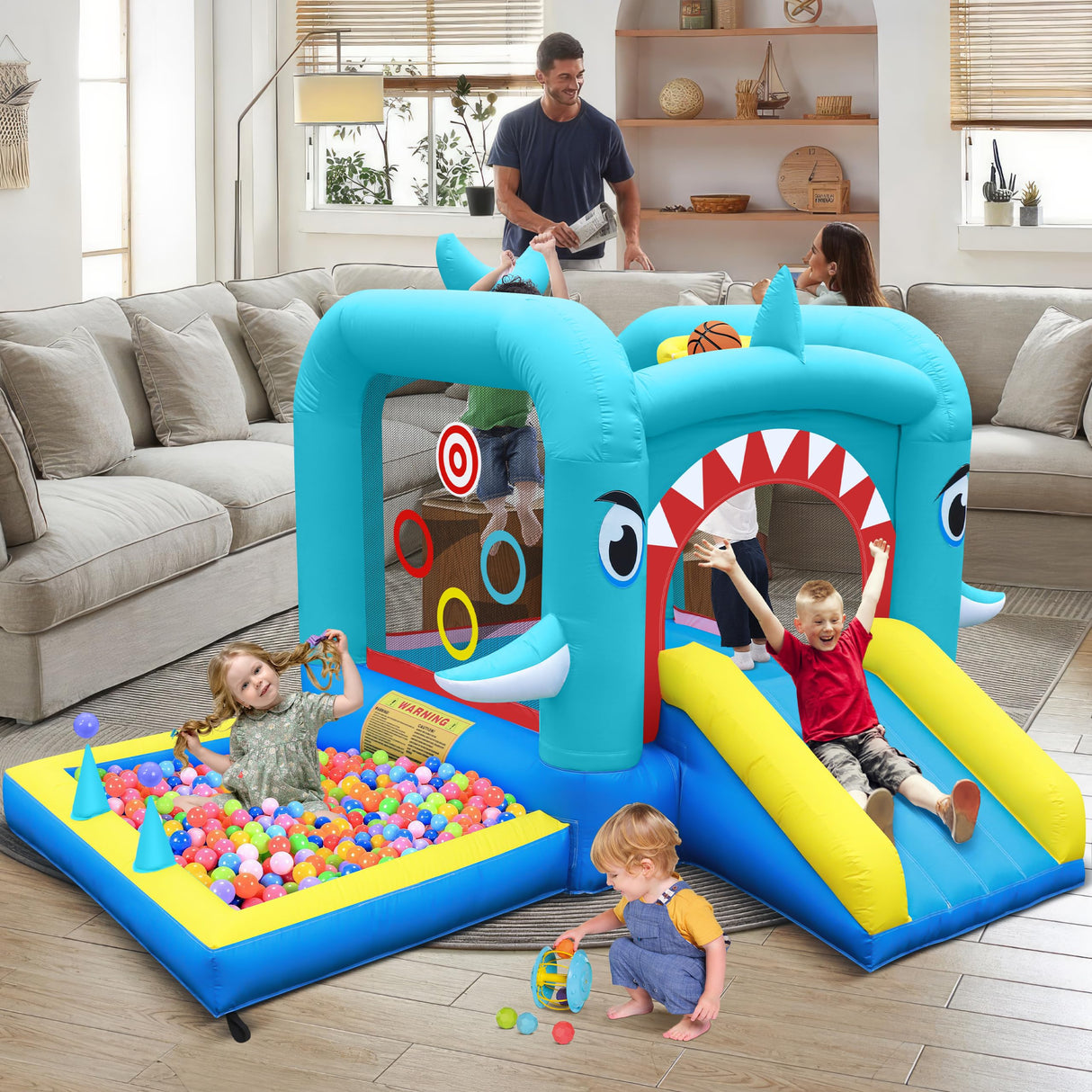 Culaluva Inflatable Bounce House: Jump Bouncer Castle Slide Combo - 7 in 1 for Kids 3-6 - with 370W Blower - for Indoor Outdoor Play CulaLuva