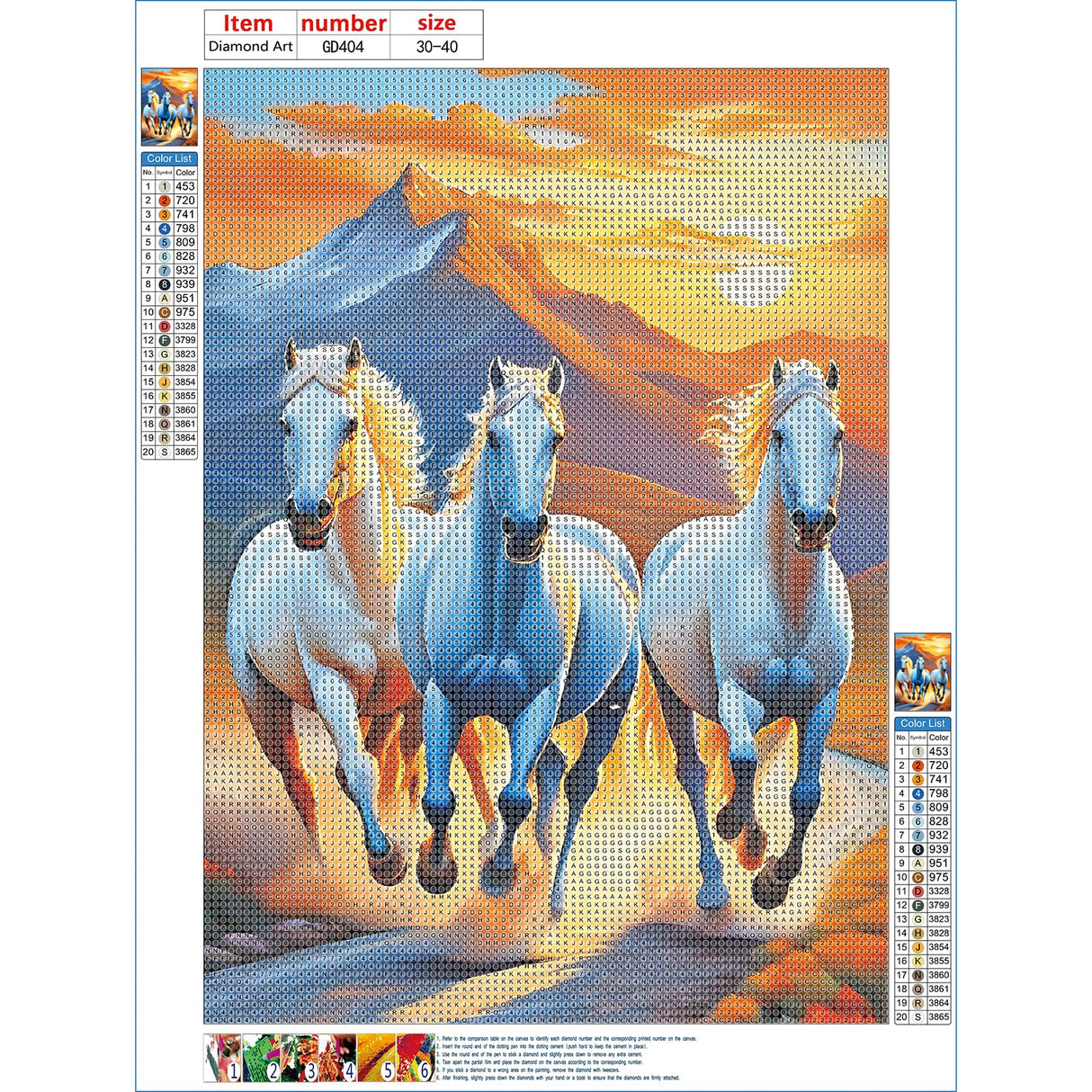 GDYEEH DIY 5D Running Horse Diamond Art Kits, Round Full Drill Mountain Diamond Painting Picture, Sunset Painting by Numbers Art Kits for Adults Beginners Home Wall Decor 12x16 inch GDYEEH