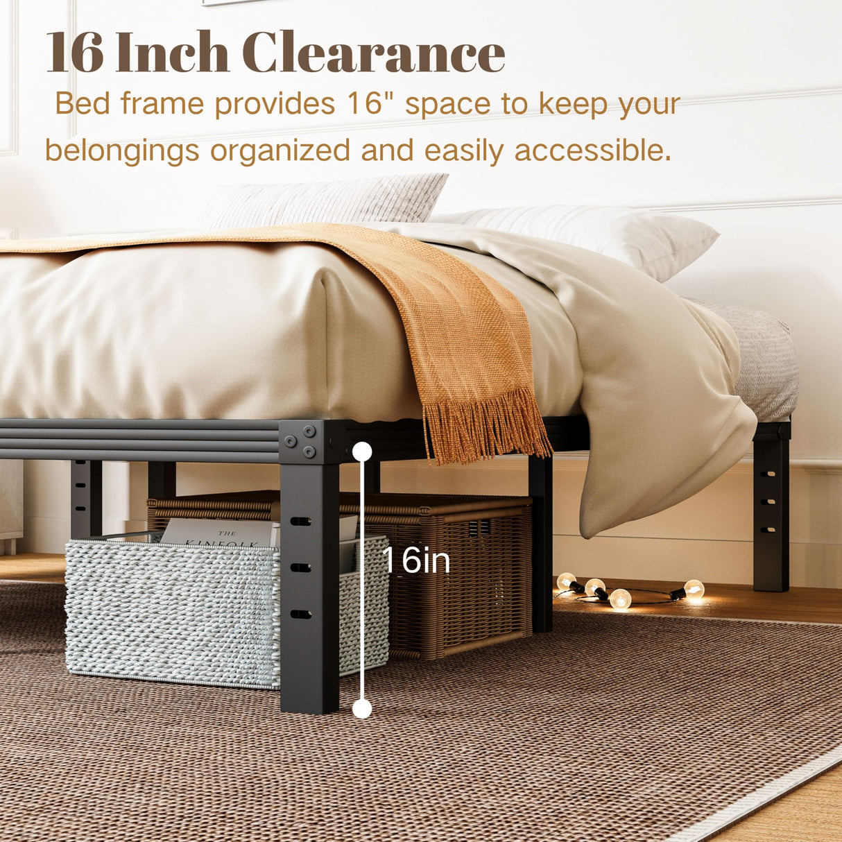 ZIYOO Twin Bed Frames, 18 Inches Platform Bed Frame, 1000lbs Heavy Duty Steel Slat, Non-Slip Design, No Box Spring Needed, Easy Assembly, Quiet Noise Free, Under Bed Storage Space, Black ZIYOO