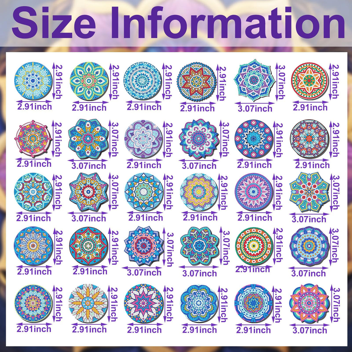 Frienda 30 Pcs Diamond Painting Refrigerator Magnets Spring Diamond Art Magnet Kits for Adults Summer Mandala Flower Cat Fridge Stickers for Beginners Adults Kids DIY Craft Gifts Home Decors(Mandala) Frienda