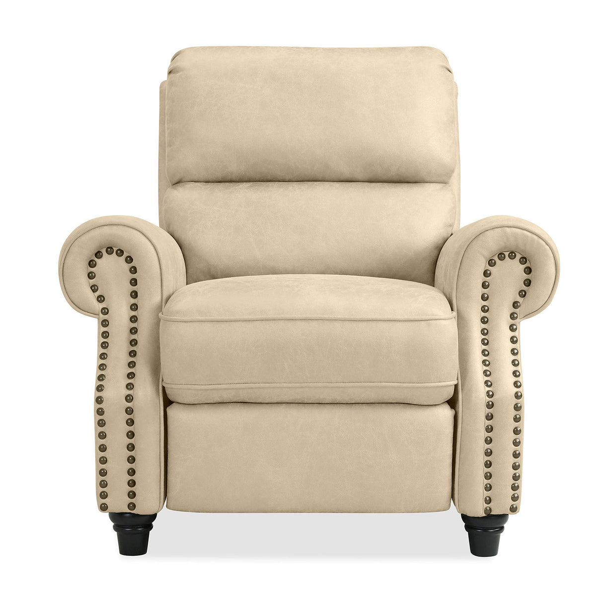 Domesis Cortez - Distressed Faux Leather Push Back Recliner Chair, Latte Tan Domesis