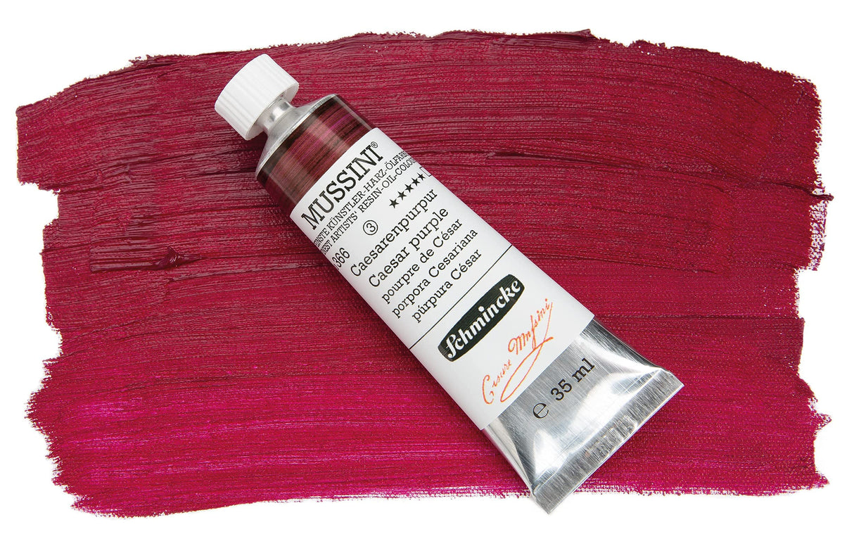 Schmincke - MUSSINI® Finest Resin Oil Colors Premium Wooden Box Oil Painting, 10 x 35 ml Set, 70 213 097, Walnut Tinted, White 150 ml Schmincke