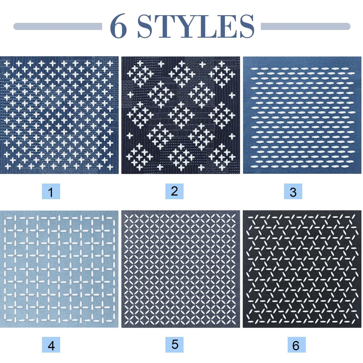 Hahafelt Sashiko Kit Sashiko Thread and Needles Thimble Denim Fabric Water Soluble Japanese Embroidery Kit for Beginners Hand Quilting and Mending, Sewing Supplies Hahafelt