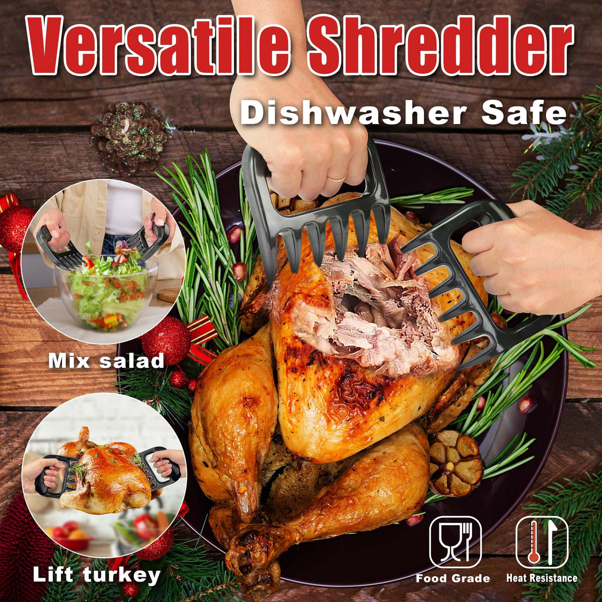 Professional Turkey Baster Meat Injector Syringe Kit, Baster for Cooking Thanksgiving & Christmas Turkey, Injector Marinades for Meats, Full Set with Basting Brush, Meat Shredder Claws, Large Capacity PrinChef