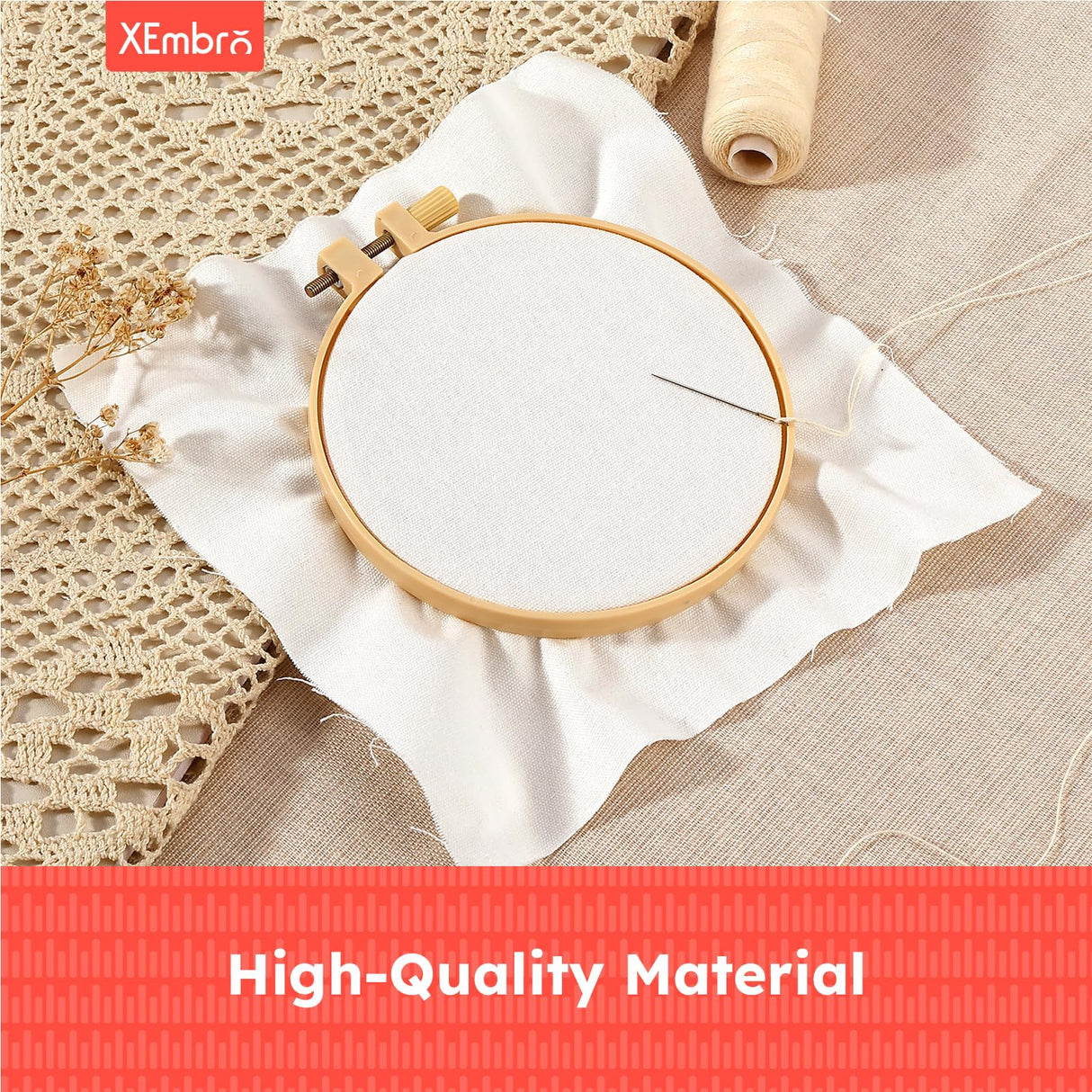 XEmbro 12 PCS White Embroidery Fabric, Pre-Cut Natural Cotton Embroidery Cloth Fabric, 4 Sizes Embroidery Cloth Squares for Embroidery Garment Craft (5.9 to 11.8inch) XEmbro
