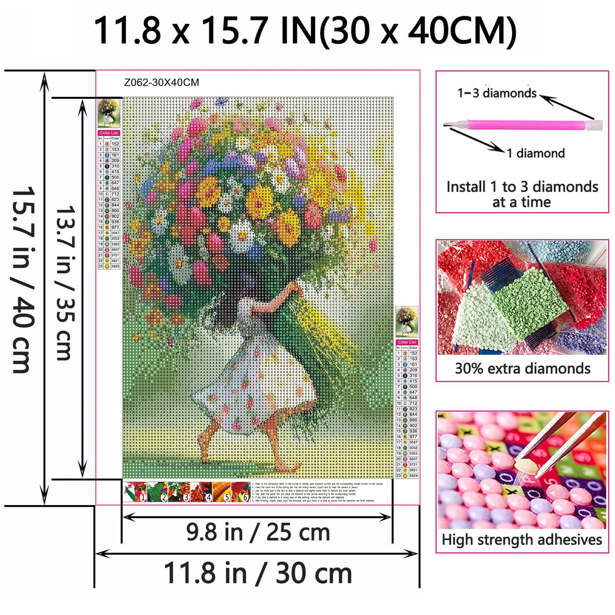 Shouruihua Diamond Painting Kits for Adults, Fairy & Flowers Diamond Art Kit for Adults Beginner, DIY Full Drill Diamond Dots Paintings with Gem Art and Crafts for Adult Home Decor 15.7x11.8 in Shouruihua