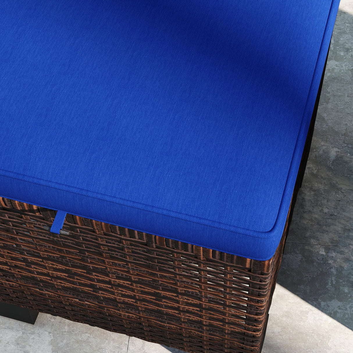 Outsunny 2 Pieces Outdoor Patio Ottomans, All Weather Wicker Outdoor Footstools with Removable Cushions, 3-in-1 PE Rattan Ottoman Seat, Footrest and Side Table for Backyard, Poolside, Dark Blue Outsunny