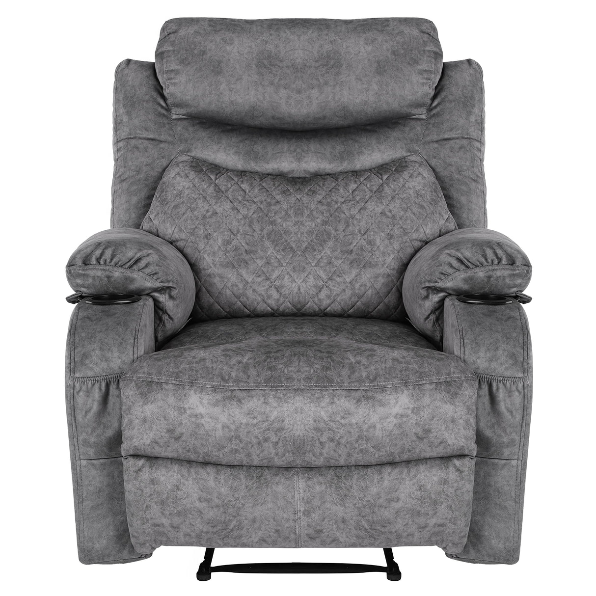 Comermax Fabric Massage Recliner Chairs with Heat Massaging Manual Reclining Chair Overstuffed Heated Recliners with Cup Holders for Adults Grey Comermax