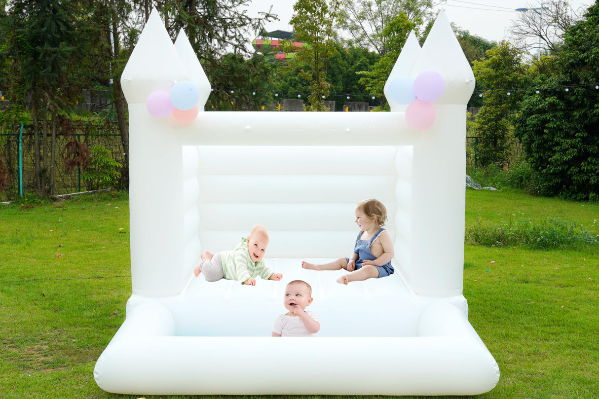 Blatesic Inflatable White Bounce House with Ball Pit,Contain Blower,PVC Kids Bounce Castle,Inflatable Bounce House for Kids Toddlers Indoor Outdoor Jumping Bouncer Party Yard Blatesic