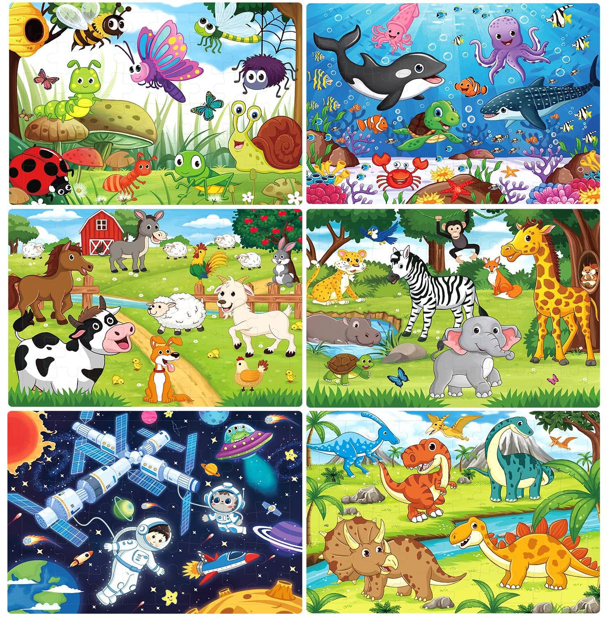 Puzzles for Kids Ages 4-6 4-8, Wooden Jigsaw Puzzles 48-60 Pieces for Toddler Children Learning Educational Puzzles 4 5 6 7 8 Year Toys for Boys and Girls (6 Puzzles) VIJYYZT