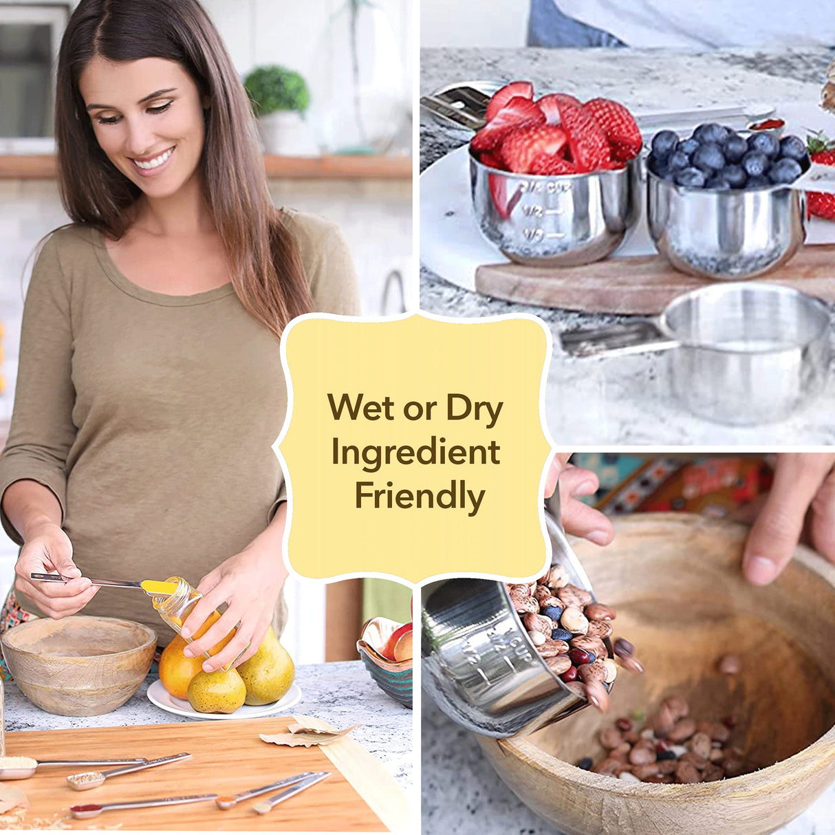 Simply Gourmet Measuring Cups and Spoons Set of 12, 304 Premium Stainless Steel, Stackable Cups Long Handle Spoons Fits Narrow Jars, Kitchen Gadgets for Liquid & Dry Ingredients Cooking Baking Simply Gourmet