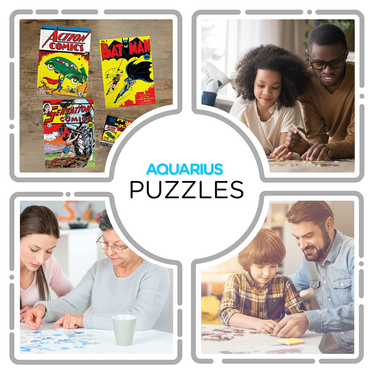 Aquarius Set of 3 DC Comics Puzzles (Three 500 Piece Jigsaw Puzzles) - Glare Free - Precision Fit - Officially Licensed DC Comics Merchandise & Collectibles - 14 x 19 Inches AQUARIUS