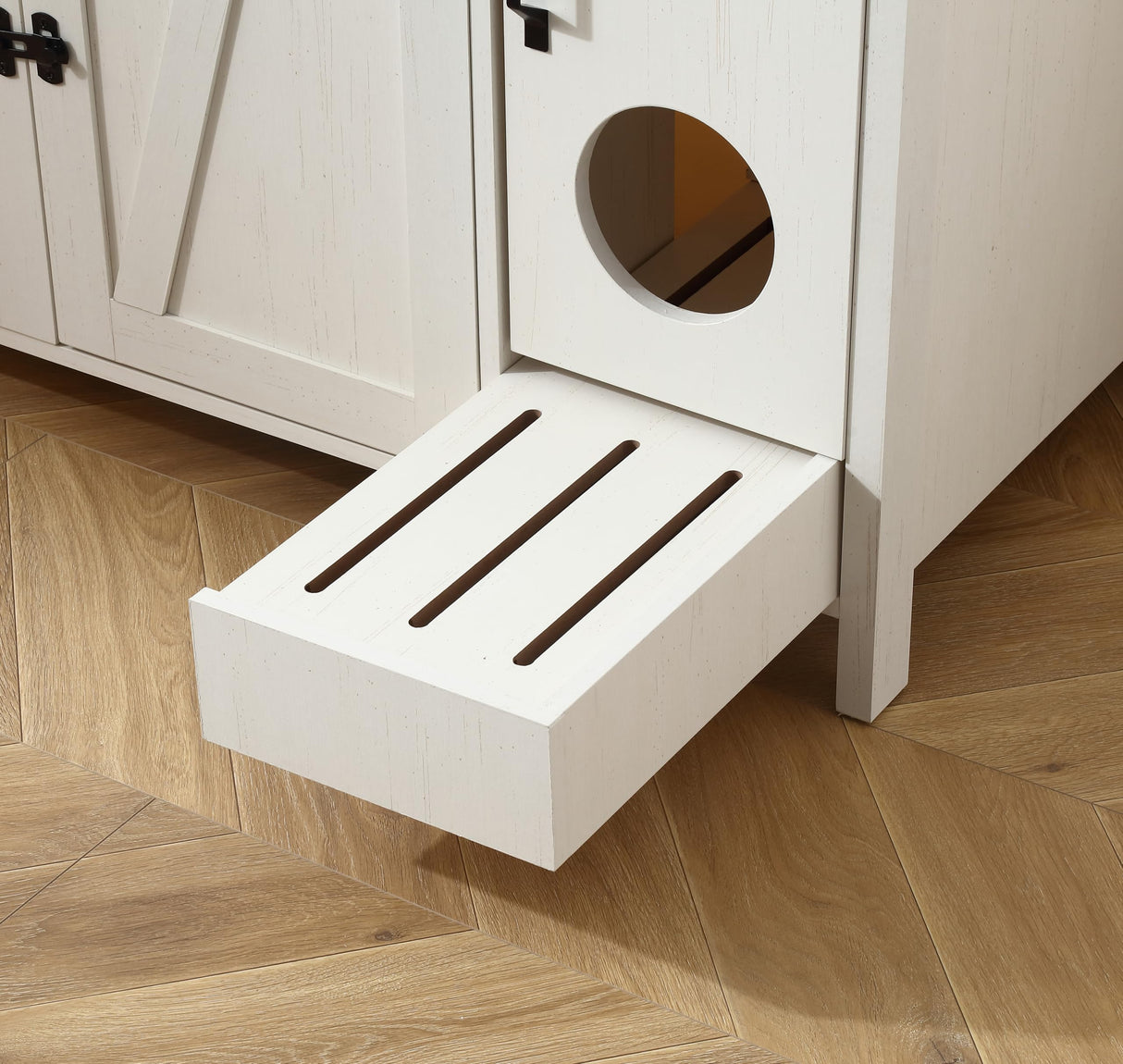 Cat Litter Robot Enclosure, Automatic Litter Box Enclosure for Litter Robot 3/4,Cat-Exclusive entrace for Dog Proof and Fun,Power Outlet for Litter Robot Cabinet,Litter Collector,Antique White FOREST GRAVITY