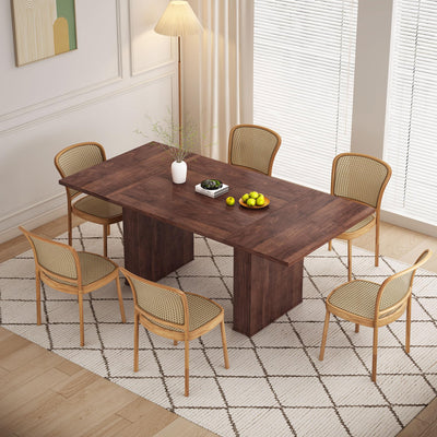 PHOYAL 78.7" Large Farmhouse Dining Table, Rectangular Dinner Table for 6 to 10 People, 78.7" L x 39.4" W x 30.7" H for Dining Room, Home Office, Living Room Furniture, Walnut