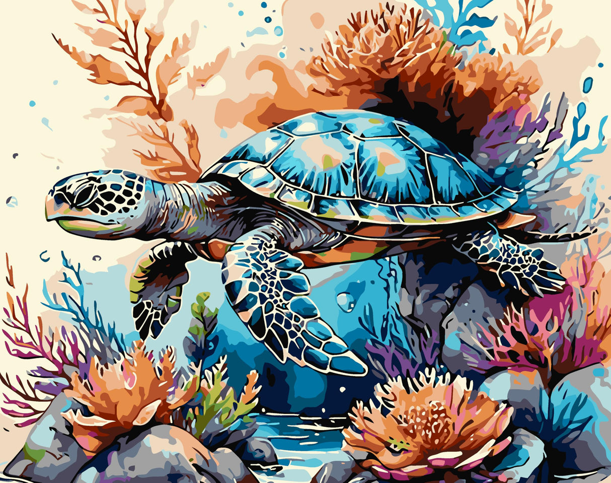 GXGLLPZBY Sea Turtle Paint by Numbers Kit for Adults Beginner,DIY Sea Turtle Paint by Numbers for Adults,Easy Canvas Paint by Number Without Frame Home Wall Decor 16 x 20 in GXGLLPZBY