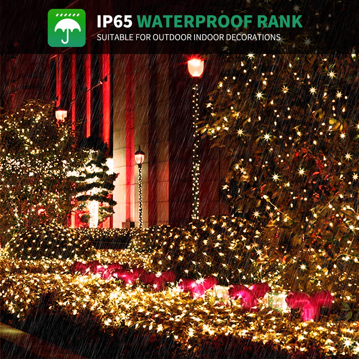 Tcamp 164FT 500 LED Christmas Lights, 8 Modes Christmas Tree Lights with Timer Memory Function, Green Wire Starry Fairy String Lights for Christmas Tree Halloween Outdoor Indoor Decor (Warm White) Tcamp