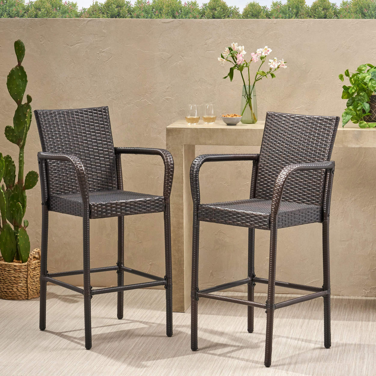 Christopher Knight Home Stewart Outdoor Bar Stool, Set of 2, Brown Christopher Knight Home