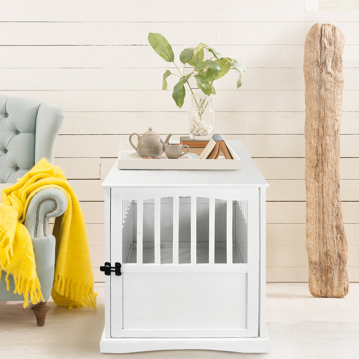 Casual Home Wooden Large Pet Crate, End Table, White 36.50" x 24.00" x 29.25" Casual Home