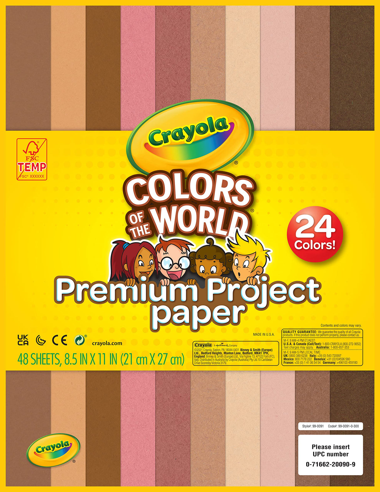Crayola Construction Paper in Colors of The World, 8.5” x 11”, 24 Colors, Craft Supplies, 48 Sheets Crayola