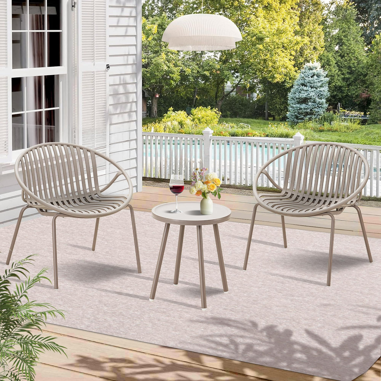 Werph Patio Furniture Set, 3 Pieces Outdoor Furniture with Bistro Table and Chairs Set of 2,Outdoor Patio Set with Porch Chairs and Table,Deck Conversation Set for Garden Poolside Werph