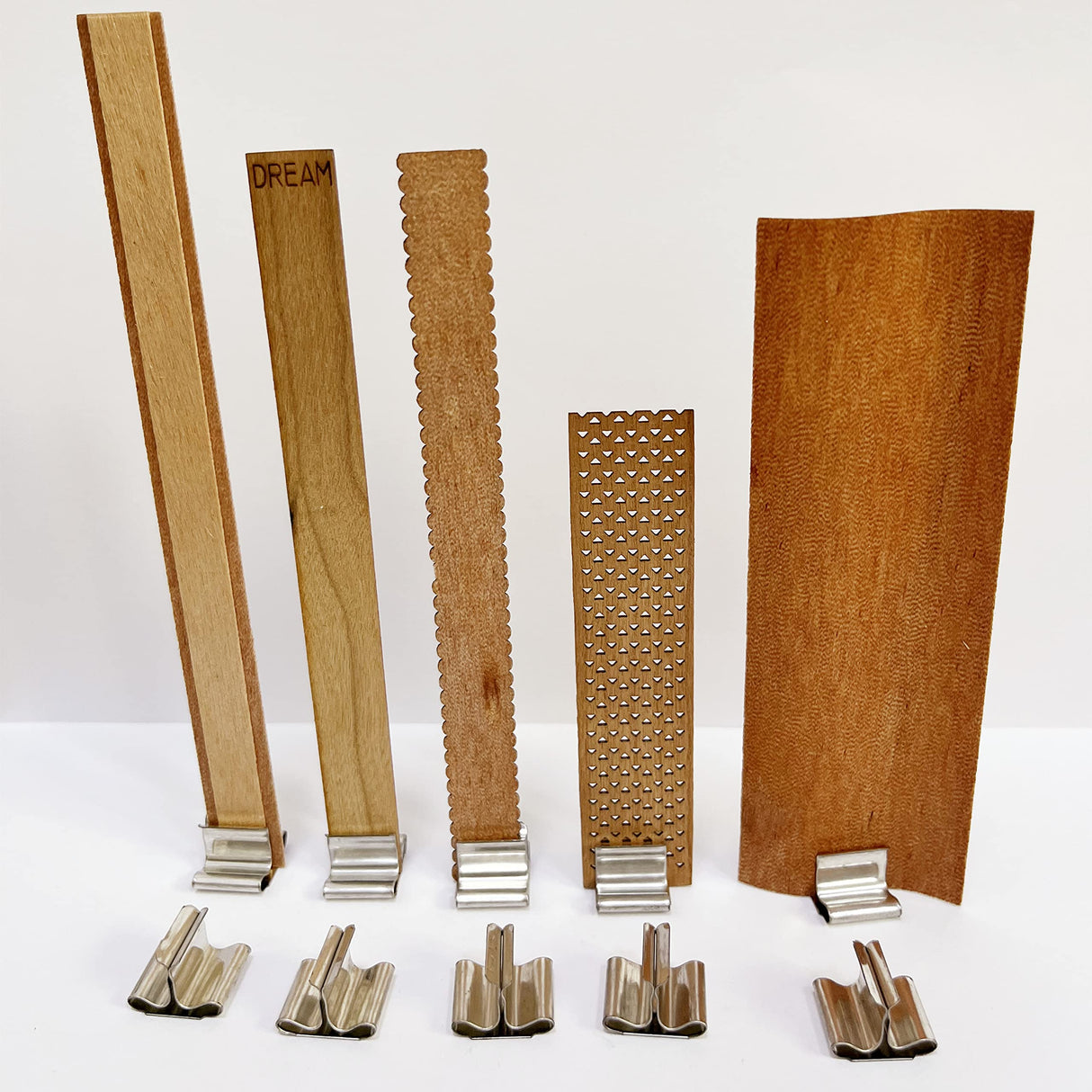 XUANRI 100 PCS Wooden Wick Clips, Wick Sustainer Tabs for Candle Making, Silver XUANRI