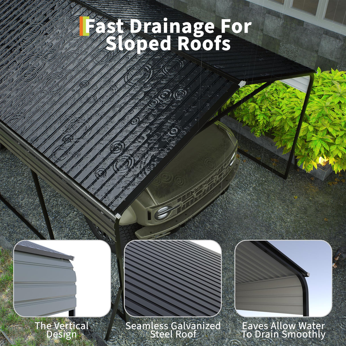 12x20 FT Metal Carport, Heavy Duty Carports Canopy with Galvanized Steel Frame & Roof, Outdoor Garage Car Port for All-Weather, Outdoor Galvanized Shelter for Car, Boats and Truck Reljofum