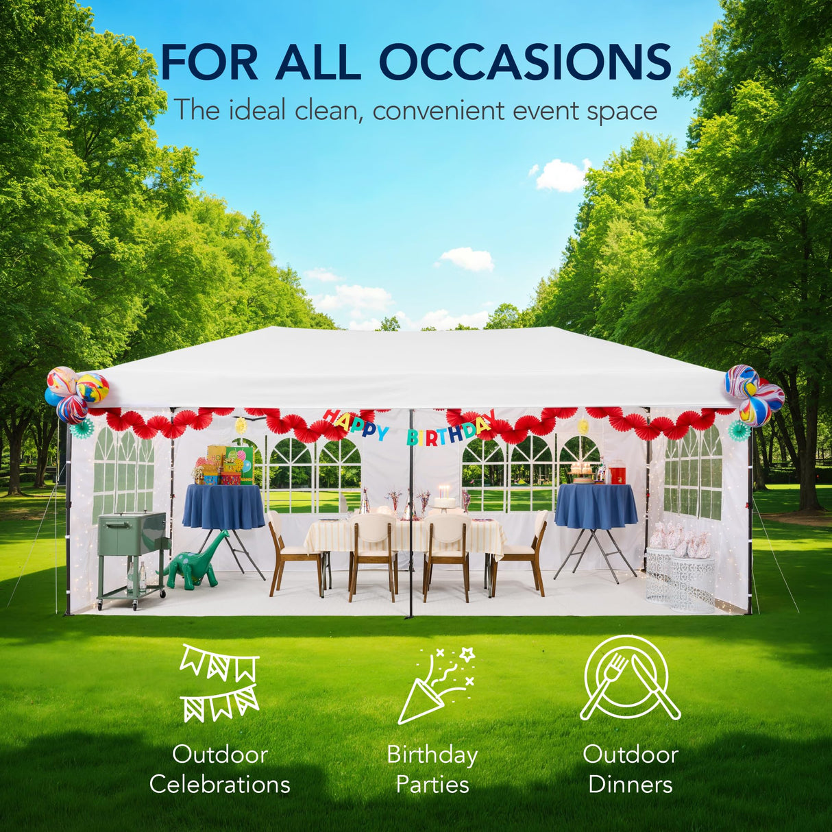 Best Choice Products 10x20 Party Tent, Heavy Duty Waterproof Large Outdoor Event Easy Pop Up Canopy Shelter w/Sidewalls, 1-Button Setup, Wheeled Case, Weight Bags - White Best Choice Products