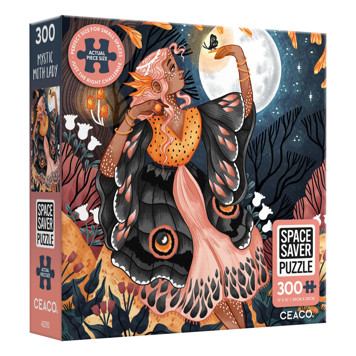 Ceaco – Mystic Moth Lady - 300 Piece Jigsaw Space Saver Puzzle – Puzzles for Smaller Spaces and Surfaces Ceaco
