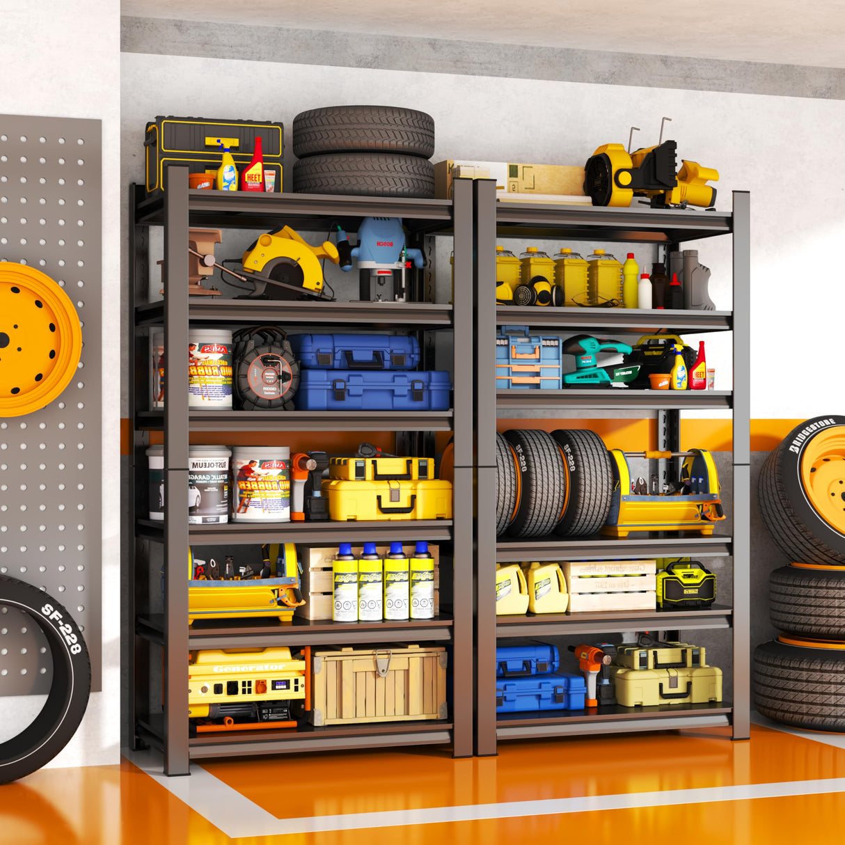 PRESTELION 78" H Storage Shelves Metal Shelving Unit and Storage 6 Tier Utility Rack Shelf Organizer Adjustable Shelves for Garage, Basement, Pantry,Commercial, Warehouse, Industrial, Black PRESTELION