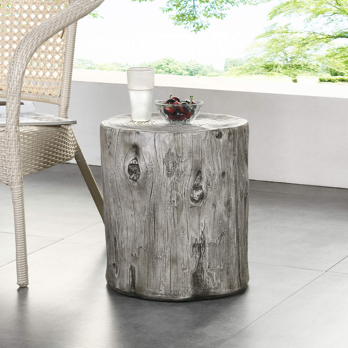 FirsTime & Co.® Gray Arbor Log Table, American Crafted, Weathered Gray, 15 x 14 x 17,Grey FirsTime