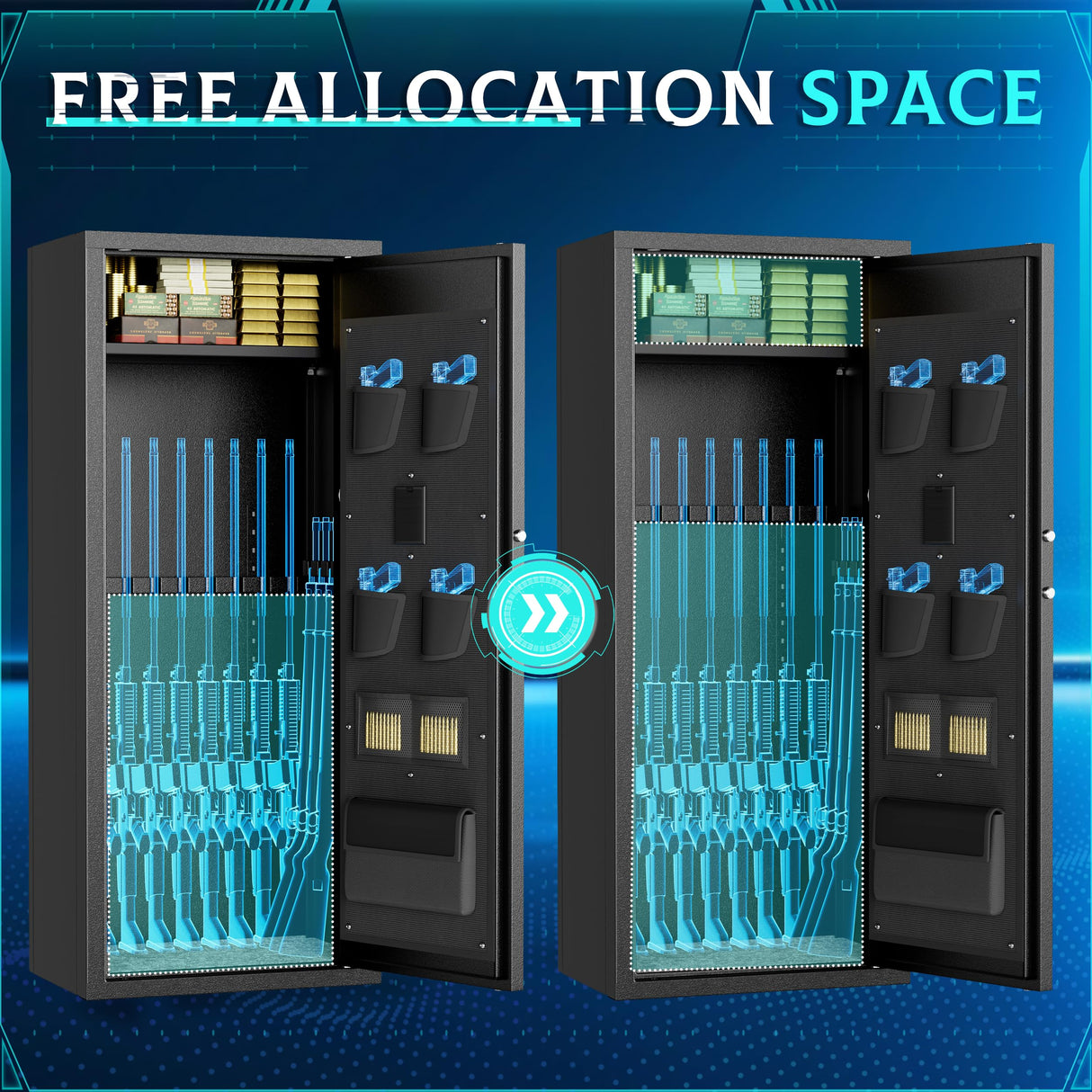 SUNCROWN 10-12 Gun Safe, Rifle and Pistol Home Safe, Large Rifle Safe, Digital Keyboard Gun Cabinet with Pistol Bag and 3 Adjustable Brackets for Home Use, Black SUNCROWN