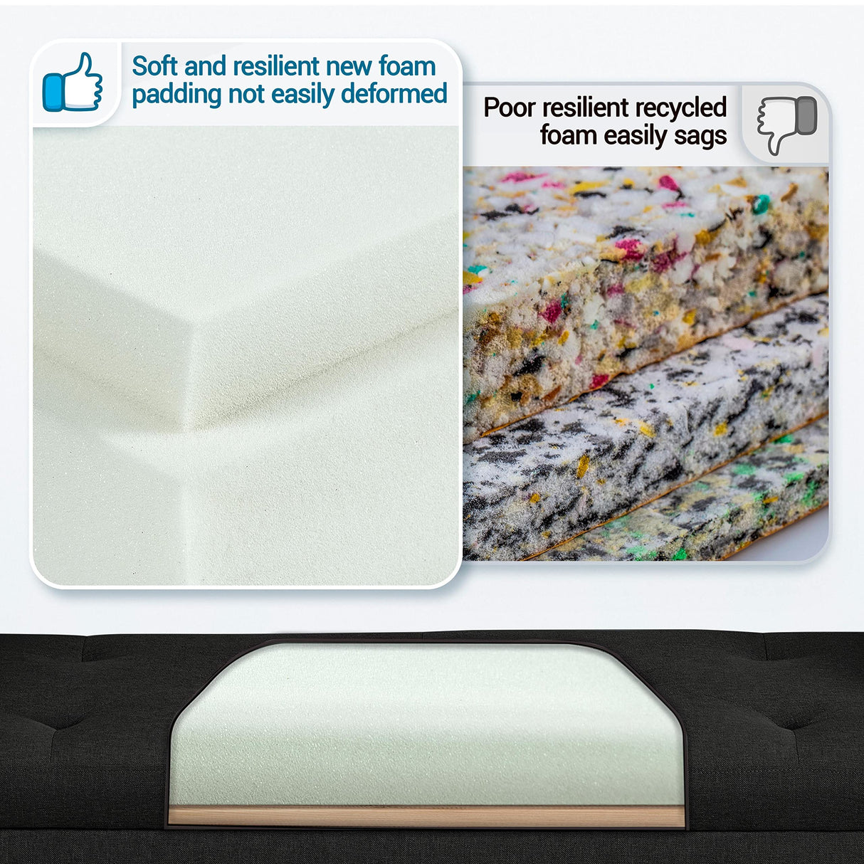 Yaheetech 52in Ottoman Bench Folding Storage Ottoman Bench Tufted Fabric Entryway Bench with Arms Footstool with Large Storage Foot Rest Seat Rolled Arms Cushioned Ottoman Black Yaheetech