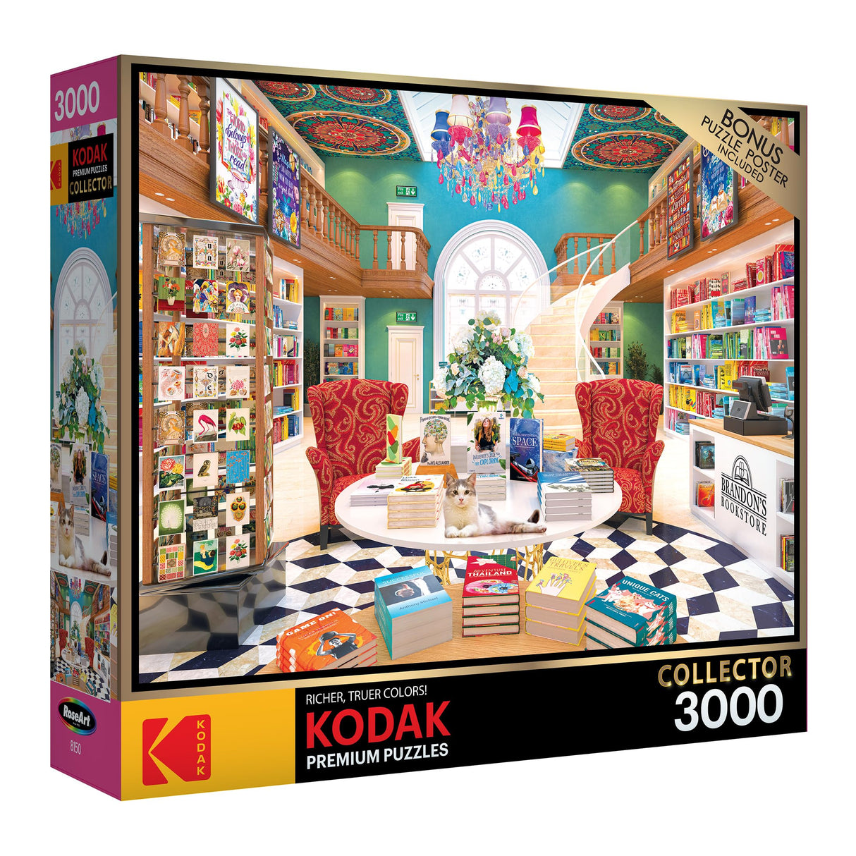 RoseArt - Kodak Premium - Brandon's Bookstore - 3000 Piece Jigsaw Puzzle for Adults RoseArt