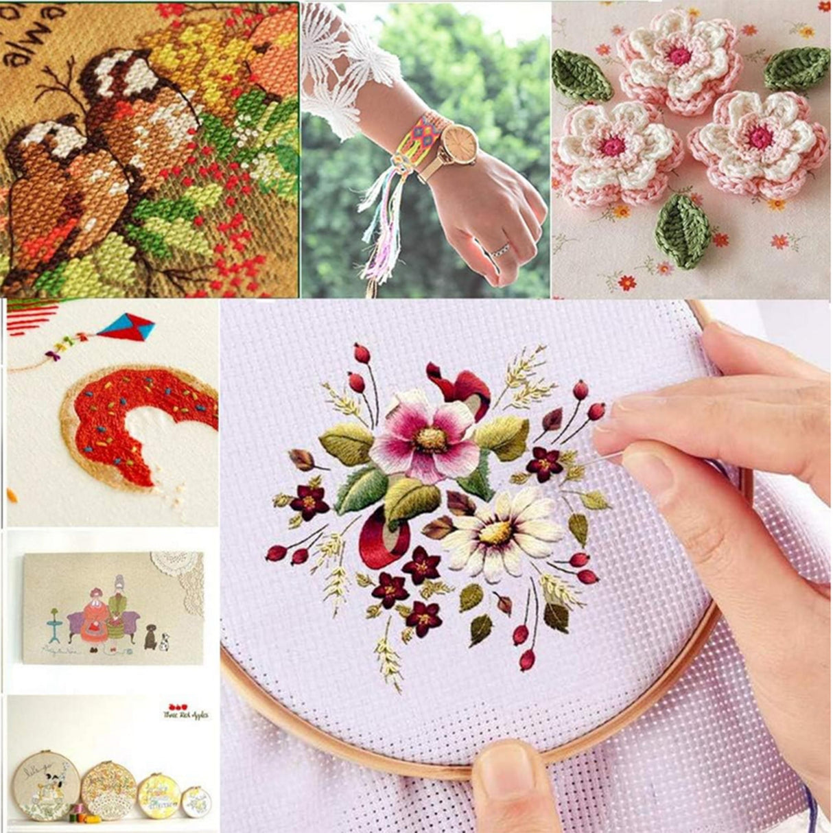 XMZCOLA Embroidery kit for Beginners Adults,1200 Pcs + Friendship Bracelet String Kits with Storage Box,95 Colors Embroidery Thread and 1000 Crafts Beads,Embroidery Floss and Accessories XMZCOLA