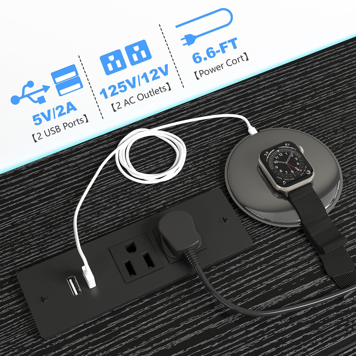 EnHomee 55" W Dresser for Bedroom with 10 Drawers Long Dresser with LED Lights & Power Outlets Wide Dressers & Chests of Drawers Large Dresser for Bedroom Dresser Metal Frame, Wood Top, Charcoal Black EnHomee