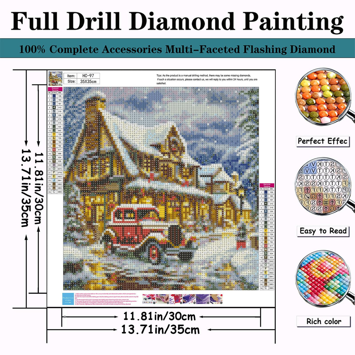 Christmas Truck Diamond Painting Kits for Adults Beginners,DIY Winter House Car Diamond Art,5D Full Round Drill Diamond Dot Gem Art Kits, Home Wall Decor 14x14 Inch AREOPNMG
