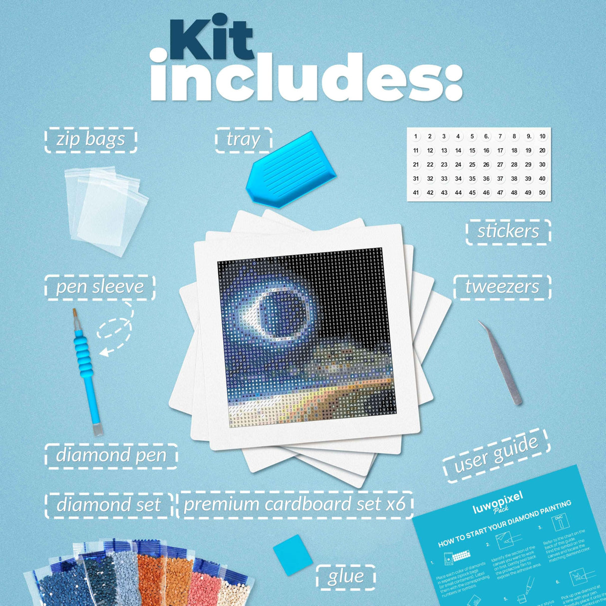 LuwoArte 14 Pack Diamond Painting Kits for Adults – Art of the Universe & Outer Space Style– Full Drill DIY Paint Gem Art for Adults – Brilliant 5D Diamond Painting Kit – Relaxing Craft for Wall Décor LuwoArte