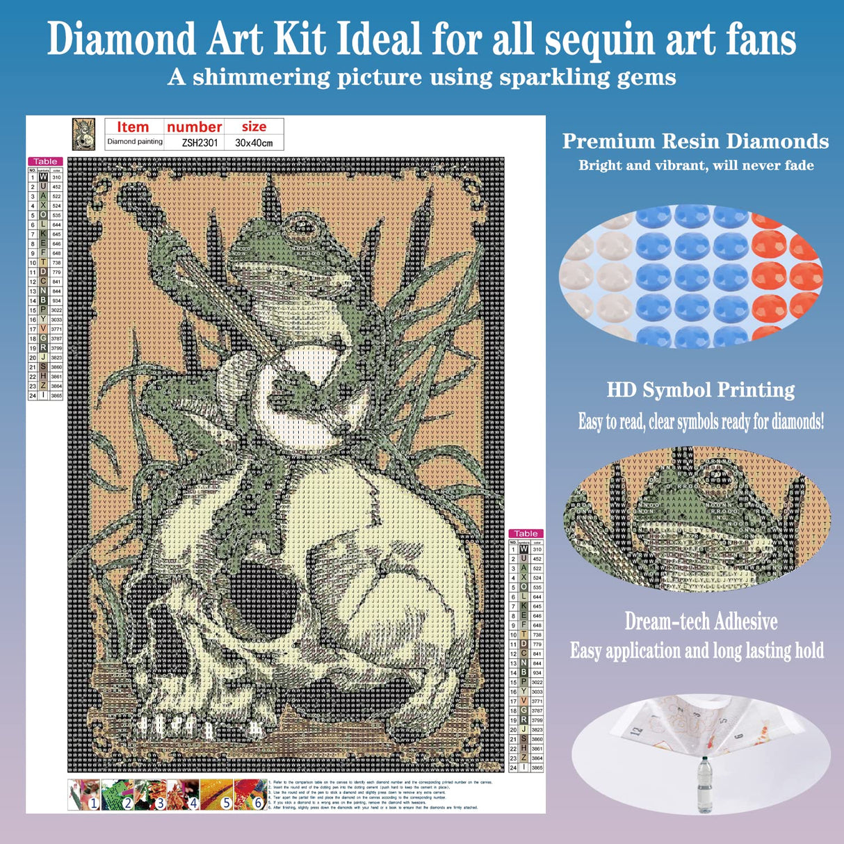 FORLAND Frog Diamond Painting Kits for Adults Beginners - 5D DIY Skull Full Drill Diamond Kits Painting Crafts for Home Wall Decor, Diamond Art Kits,12x16inch FORLAND