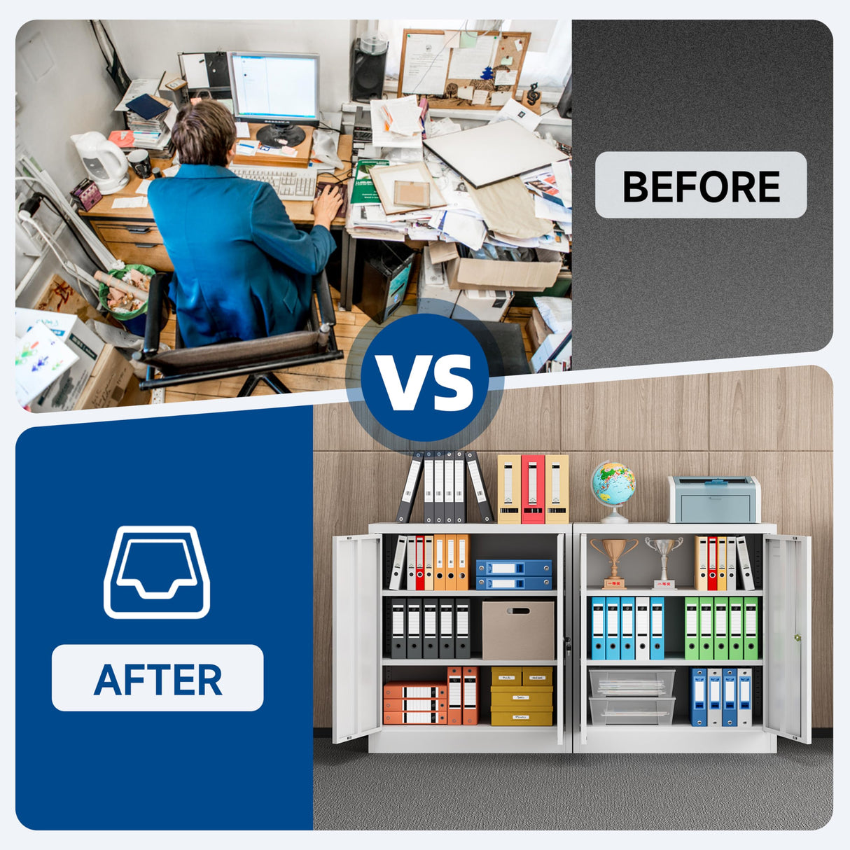 Metal Garage Storage Cabinet with Doors and Shelves,36" Metal Cabinet with Lock,Metal Storage Cabinet for Office,Home,Garage,Gym,School and Tool Rooms-White(Required-Assembly) Kooyon