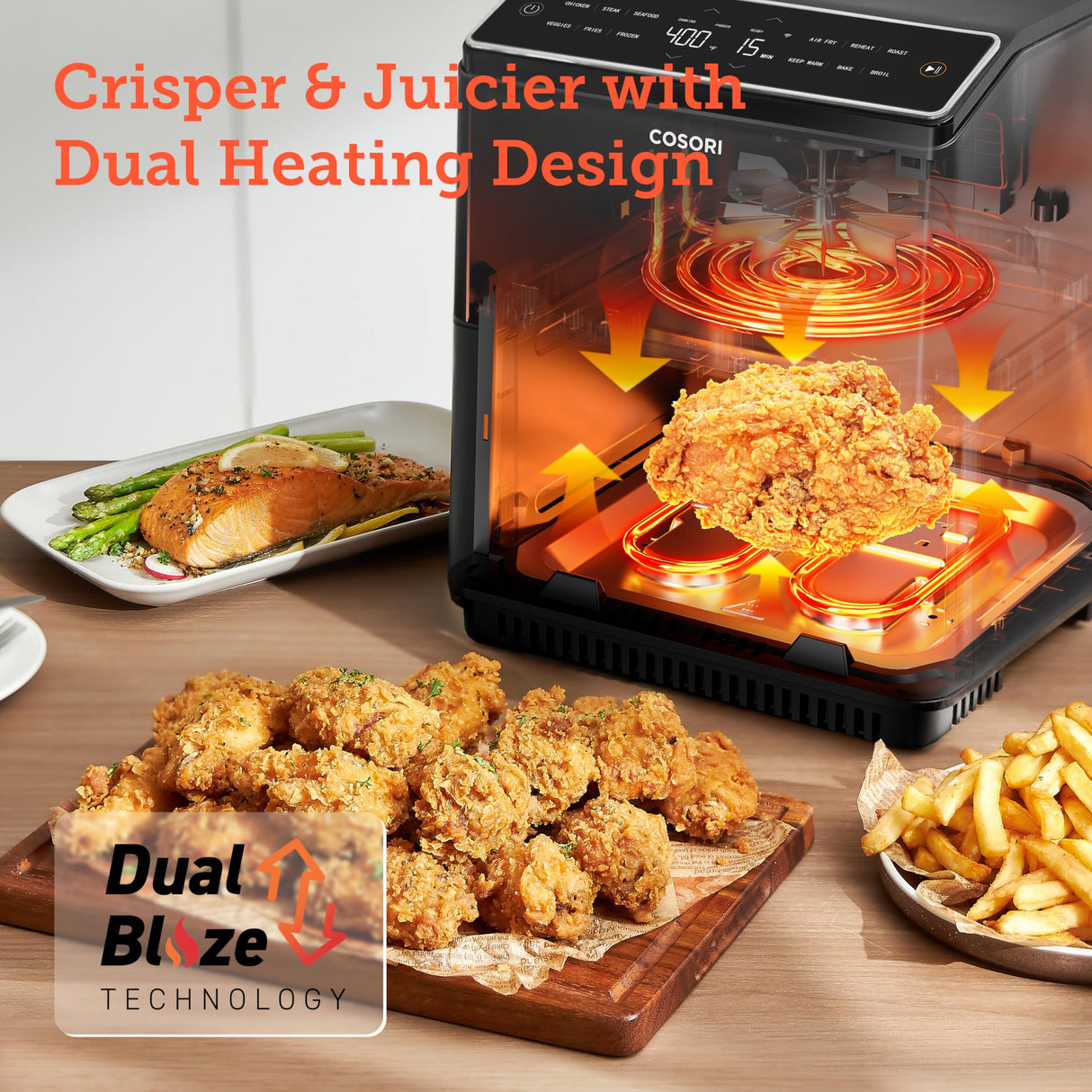 COSORI 6.8Qt Air Fryer, 12-in-1 Dual Blaze for 360ยฐ Crispy Meals, No Shaking & Preheating to Fast Cooking with Bake, Roast, Broil, 100+In-App Recipes, Dishwasher Safe COSORI