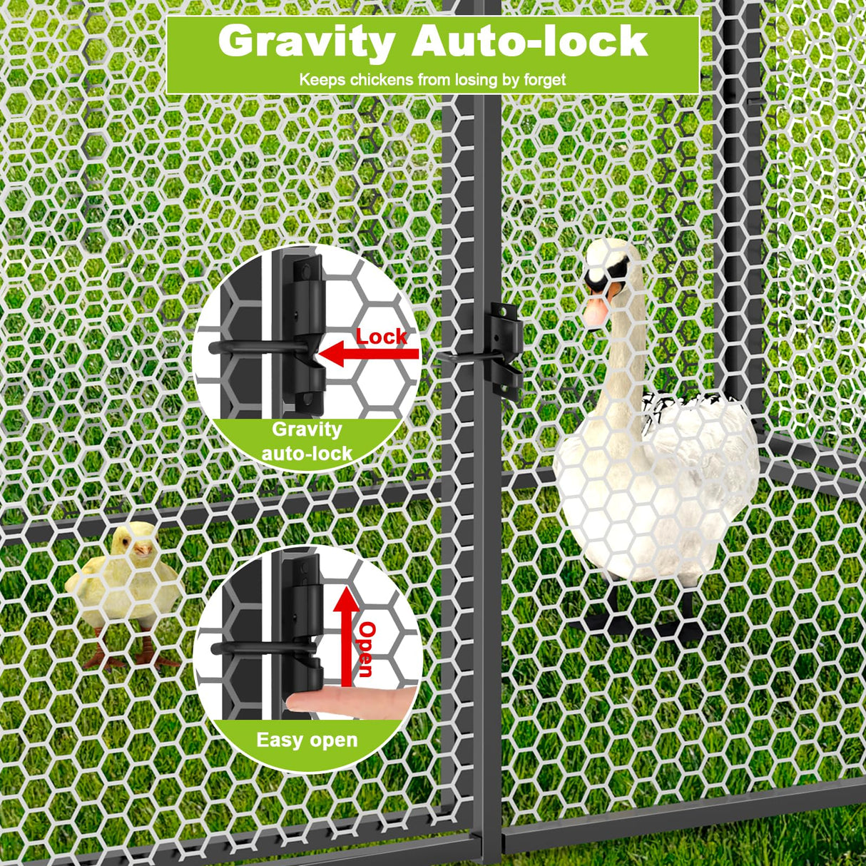 Large Metal Chicken Coop Chicken run for 10-12 chickens 120"L×40"W×40"H Portable Tractor Chicken Run with Cover & Swing, Outdoor Backyard Farm Chicken pen for Ducks, geese, dogs, rabbits, cats, etc. SPIDERCAMP